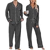PJGGZ Matching Pajamas for Couples, Button Down Loungewear Soft Warm Long Sleeve Sleepwear His and Hers Pajamas Sets